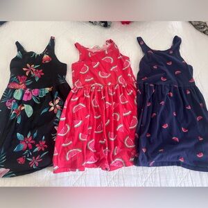Lot of 3 girls summer dresses cotton. Sizes 6 through 7